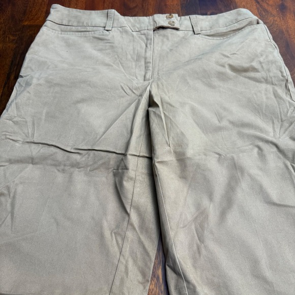 George Designs by Mark Eisen Women's Khaki Twill Pants Size 16 Cotton Blend - Picture 3 of 11